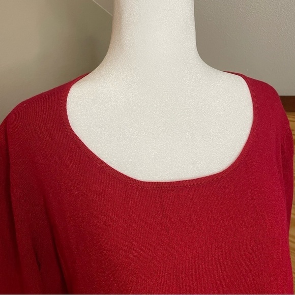 Ann Taylor Loft Red Scoop Neck Sweater Extra Large - Picture 4 of 8